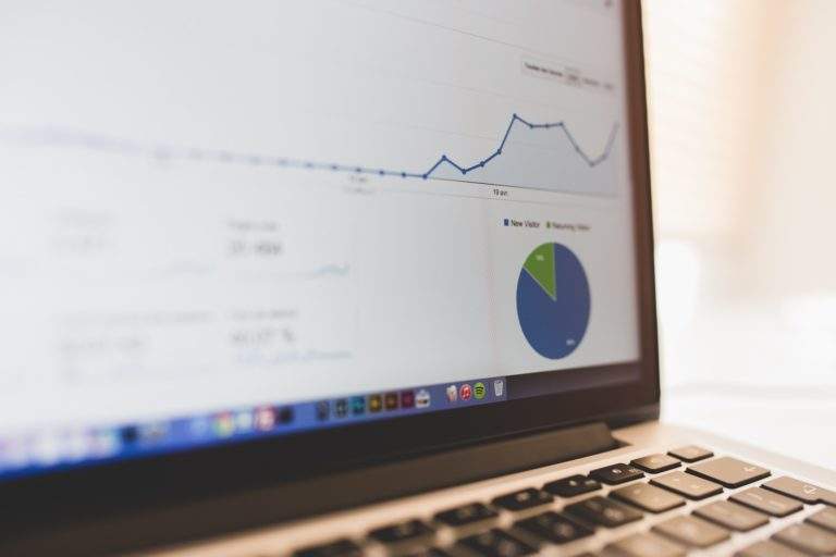 Google analytic metrics on a laptop screen