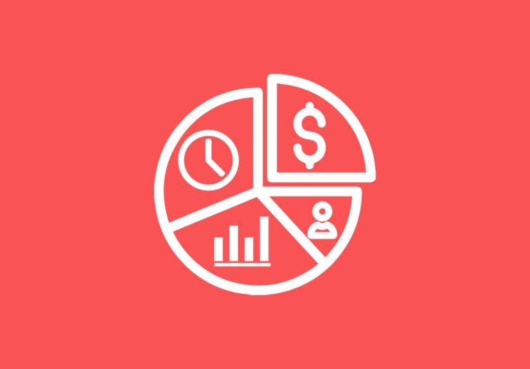 Blog header image shows a pie chart with icons representing finance, time, charts and people